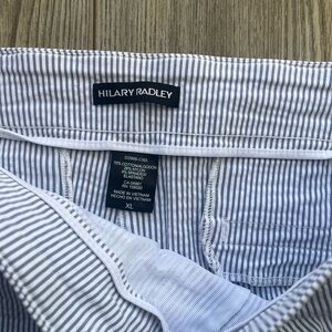 Hilary Radley Navy and White Striped Shirt